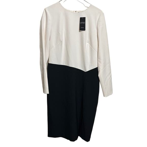 NWT Lauren Ralph Lauren Black Label Two Tone Dress Color block 8 - Picture 3 of 5